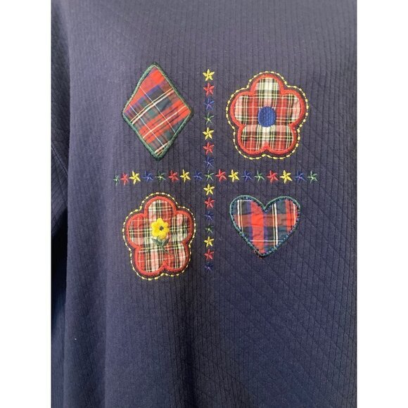 Womens Sarah Bentley Sport Vintage Pullover Top Knit XL Sweatshirt Applique - Picture 4 of 8